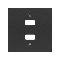 Simon 100 Черный матовый Накладка для зарядного устройства 2хUSB