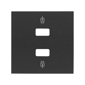 Simon 100 Черный матовый Накладка для зарядного устройства 2хUSB