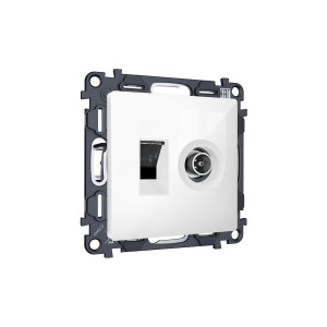 MA112510 Комплект механизма розетки компьютерной + TV оконечной RJ-45 с автоматической защитной шторкой ALFA Белый глянец QUANT (AP1125, VM195) AMBRELLA VOLT