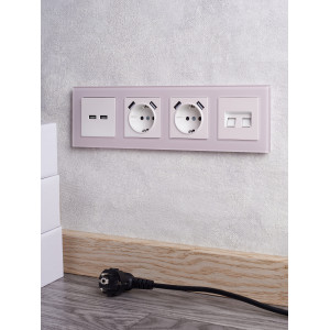 BRITE Рамка 4-местная РУ-4-2-Бр стекло розовый матовый IEK