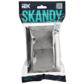 SKANDY Розетка 2-местная и крышкой 16А в сборе IP44 SK-R12N металл никель IEK