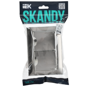 SKANDY Розетка 2-местная и крышкой 16А в сборе IP44 SK-R12N металл никель IEK