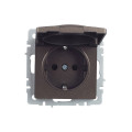 BRITE Розетка 1-местная с заземлением с защитными шторками и крышкой 16А IP44 РСбш10-3-44-БрТБ темная бронза IEK