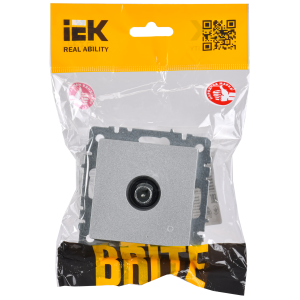 BRITE Розетка TV проходная РТВ10-0-БрА алюминий IEK