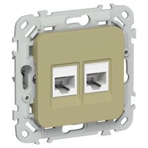 FLITE Розетка 2-местная RJ45/RJ11 категория 5Е/3 UTP РКТ5е/3-2-0-ФлО оливковый IEK