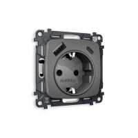 MO660010 Комплект механизма электрической розетки OMEGA Антрацит серый 2USB AC 20W быстрая зарядка сз QUANT OP6600, VM160 AMBRELLA VOLT