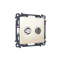 MA313310 Комплект механизма розетки TV оконечной + SAT 5-862MHz 3.5dB/950-2150MHz 3.5dB ALFA Бежевый глянец QUANT (AP3133, VM217) AMBRELLA VOLT