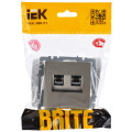BRITE Розетка двойная RJ11+RJ45 кат.5E РК/Т12-БрС сталь IEK