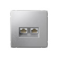 ARTGALLERY РОЗЕТКА двойная компьютерная RJ45+RJ45, кат.6А, механизм, АЛЮМИНИЙ GAL000388