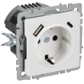 BRITE Розетка 1-местная с заземлением с защитными шторками 16А с USB AC 18Вт РЮш11-1-БрАБ арктический белый IEK