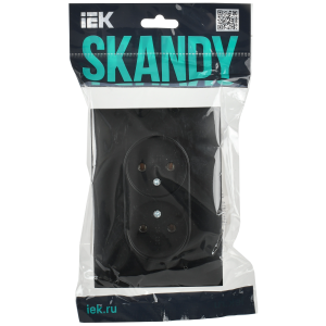 SKANDY Розетка 2-местная без заземления без защитных шторок 10А в сборе SK-R10Bl черный IEK