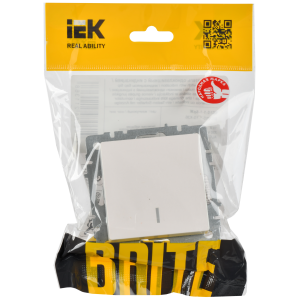 BRITE Выключатель 1-клавишный с индикацией 10А ВС10-1-1-БрЖ жемчуг IEK