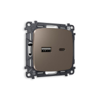 MO641010 Комплект механизма розетки OMEGA Темная бронза матовый 2USB AC 20W быстрая зарядка QUANT OP6410, VM177 AMBRELLA VOLT