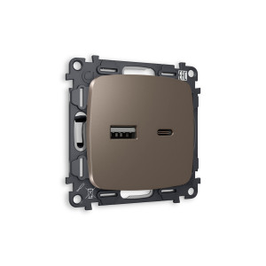 MO641010 Комплект механизма розетки OMEGA Темная бронза матовый 2USB AC 20W быстрая зарядка QUANT OP6410, VM177 AMBRELLA VOLT
