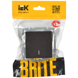 BRITE Выключатель 1-клавишный проходной с индикацией 10А ВС10-1-7-БрТБ темная бронза IEK