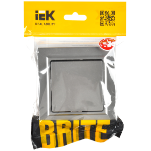 BRITE Выключатель 1-клавишный 10А в сборе ВСР10-1-0-БрС сталь IEK