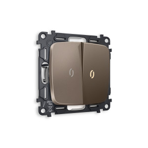 MO634010 Комплект механизма 2-кл выключателя с подсветкой 3200K OMEGA Темная бронза матовый QUANT OP6340, VM115, G11Y AMBRELLA VOLT