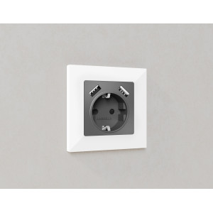 MA659010 Комплект механизма электрической розетки ALFA Антрацит серый 2USB AA 18W быстрая зарядка сз QUANT AP6590, VM155 AMBRELLA VOLT