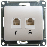 GLOSSA РОЗЕТКА двойная RJ11+RJ45 кат.5e, механизм, ПЕРЛАМУТР GSL000685