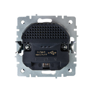 BRITE Розетка 1-местная с заземлением с защитными шторками 16А с USB AA 5В 2,1А РЮш10-1-БрС сталь IEK