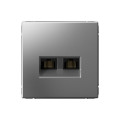 ARTGALLERY РОЗЕТКА двойная компьютерная RJ45+RJ45, кат.6А, механизм, СТАЛЬ GAL000988