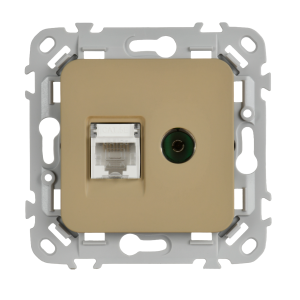 FLITE Розетка 2-местная RJ45/TV категория 5Е UTP РКТВ5е-2-0-ФлХ хаки IEK