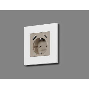 MA370010 Комплект механизма электрической розетки ALFA Серо-бежевый матовый 2USB AC 20W быстрая зарядка сз QUANT AP3700, VM160 AMBRELLA VOLT