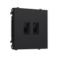 MS992110 Комплект механизма компьютерной двойной розетки SIGMA Черный Мягкое касание RJ-45 (8P8C) CAT6 с/ш QUANT PRO (SP9921, PR189)