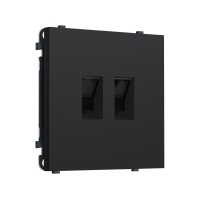 MS992110 Комплект механизма компьютерной двойной розетки SIGMA Черный Мягкое касание RJ-45 (8P8C) CAT6 с/ш QUANT PRO (SP9921, PR189)