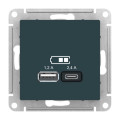 ATLASDESIGN USB РОЗЕТКА А+С, 5В/2,4А, 2х5В/1,2А, механизм, ИЗУМРУД ATN000839