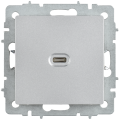 BRITE Розетка USB C 65Вт высокоскоростная зарядка РЮ12-1-БрА алюминий IEK