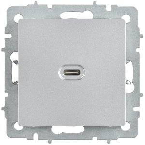 BRITE Розетка USB C 65Вт высокоскоростная зарядка РЮ12-1-БрА алюминий IEK