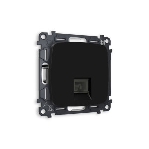 MO812030 Комплект механизма телефонной розетки OMEGA Черный матовый RJ-114P4C с шторкой QUANT OP8120, VM190 AMBRELLA VOLT