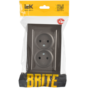 BRITE Розетка 2-местная без заземления без защитных шторок 10А в сборе РС12-2-БрТБ темная бронза IEK