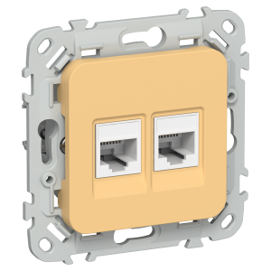 FLITE Розетка 2-местная компьютерная RJ45 категория 5Е UTP РК5е-2-0-ФлЗ золотарник IEK