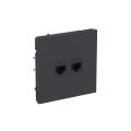 Компьютерная розетка RJ-45 без шторки, кат.5е двойная, KANT, черный уголь