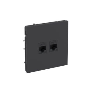 Компьютерная розетка RJ-45 без шторки, кат.5е двойная, KANT, черный уголь