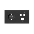 Simon 100 Черный матовый Кит 2 поста, фронт. Накладка на 1 розетку Schuko + 1 розетку TV + 1 розетку RJ45
