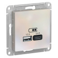 ATLASDESIGN USB РОЗЕТКА А+С, 5В/2,4А, 2х5В/1,2А, механизм, ЖЕМЧУГ ATN000439