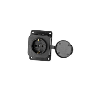 Розетка (колодка) одноместная каучук черная 2P+PE 250V 16А IP54 DYNEL