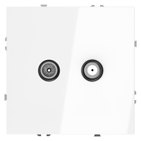 Розетка телевизионная встраиваемая VOLTUM S70 оконечная TV+SAT, (белый глянцевый)