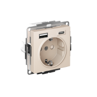 ATLASDESIGN РОЗЕТКА 16А c 2 USB A+C, 5В/2,4А/3,0А, 2х5В/1,5А, механизм, БЕЖЕВЫЙ ATN000232