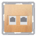 Розетка телефонная компьютерная RJ11RJ45 Schneider Electric W59, скрытый монтаж, бук, RSI-251TK5E-8-86