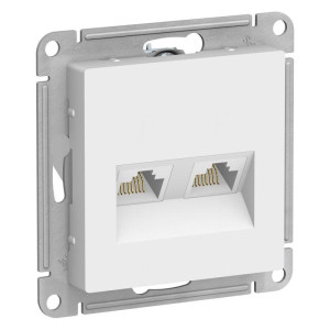 ATLASDESIGN РОЗЕТКА двойная компьютерная RJ45+RJ45 кат. 5e, механизм, БЕЛЫЙ ATN000185