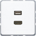 Розетка HDMI+USB Jung CD 500, скрытый монтаж, белый, MACD1163WW