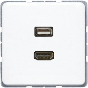 Розетка HDMI+USB Jung CD 500, скрытый монтаж, белый, MACD1163WW