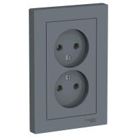 ATLASDESIGN РОЗЕТКА двойная без заземления, 16А, в сборе, ГРИФЕЛЬ ATN000720