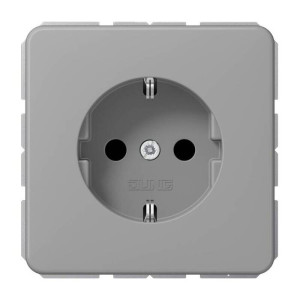 Розетка Jung CD 500, скрытый монтаж, с заземлением, серый, CD1520BFGR