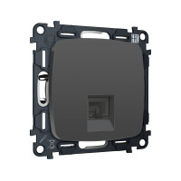 MO912005 Комплект мех-ма компьютерной розетки RJ-45 экранированной с автоматической защитной шторкой OMEGA Графит Мягкое касание QUANT OP9120, VM185 AMBRELLA VOLT