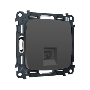 MO912005 Комплект мех-ма компьютерной розетки RJ-45 экранированной с автоматической защитной шторкой OMEGA Графит Мягкое касание QUANT OP9120, VM185 AMBRELLA VOLT